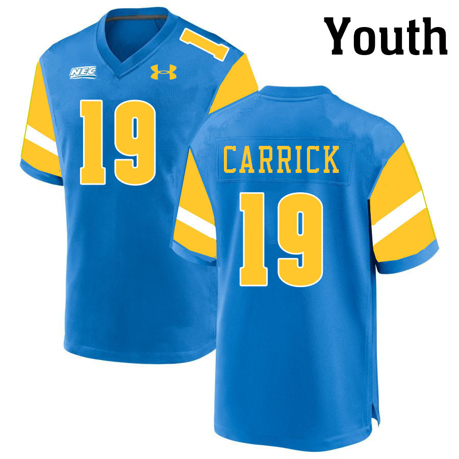 Youth #19 Nick Carrick Long Island University Sharks College Football Jerseys Stitched-Blue